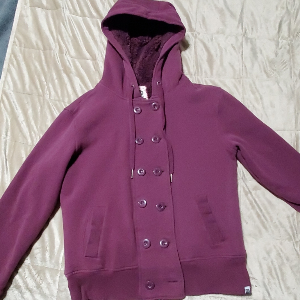 Purple zip up and button hoodie